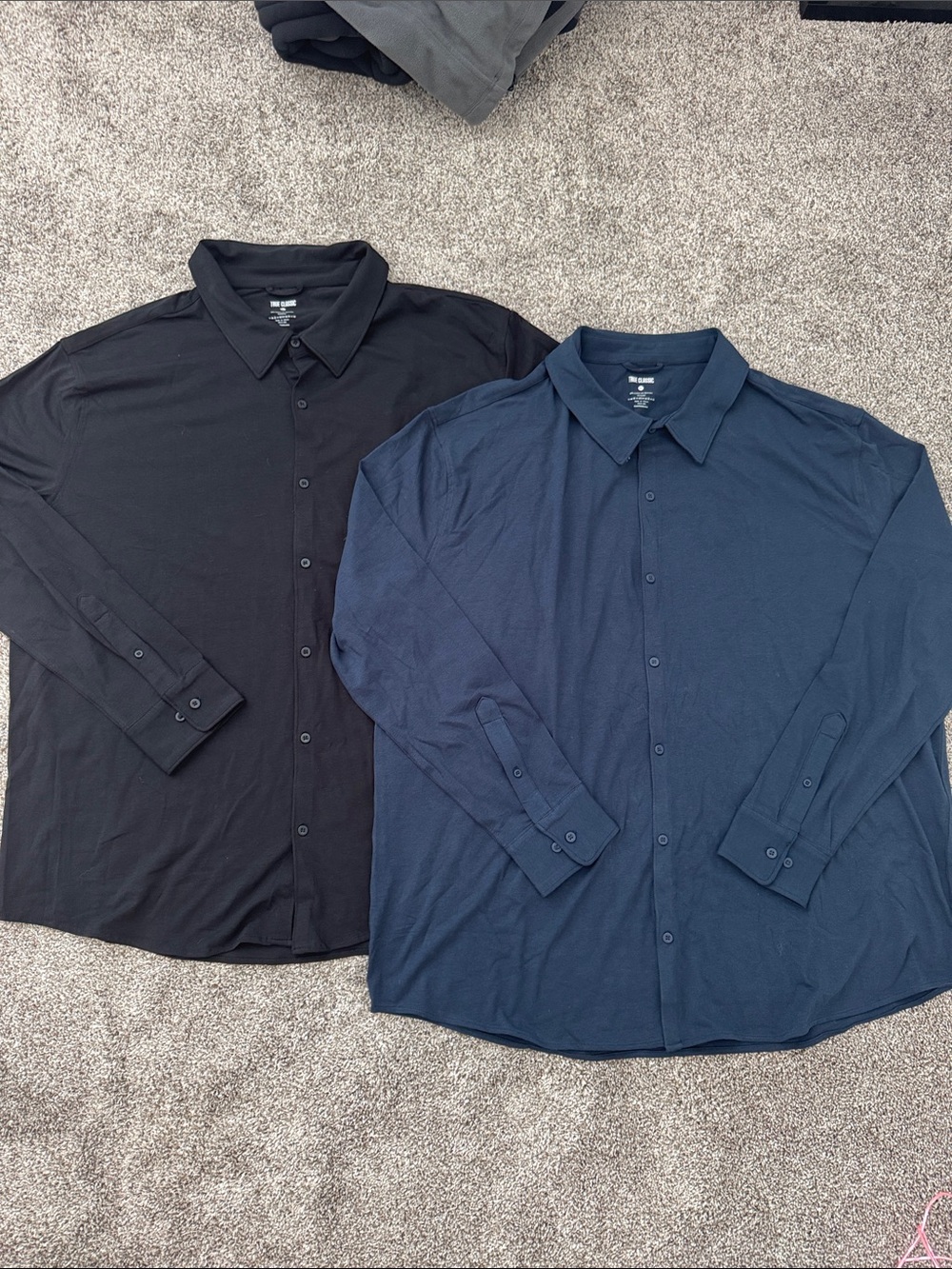 True Classic Men's Long Sleeve Button-Up Shirts - Black & Navy 3XL